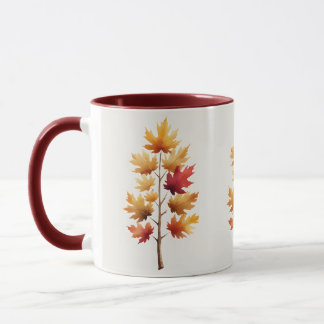 Caneca de Aquarela da Árvore de Bordos do Outono