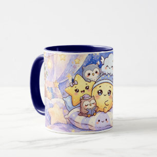 Caneca de Aquarela da Lua Fofa, Estrela e Coruja p