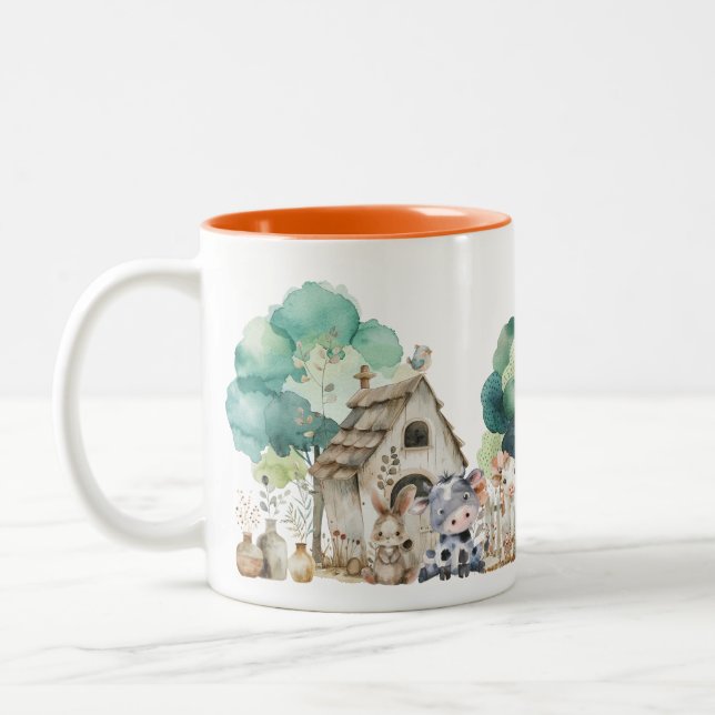 Caneca de Aquarela de Animais da Fazenda – Xícara  (Esquerda)