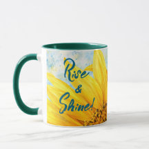 Caneca de Aquarela de Girassol Rise & Shine - Verd