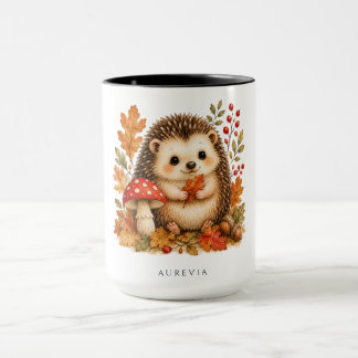 Caneca de Aquarela deouriço-do-mato Fofo com Outon