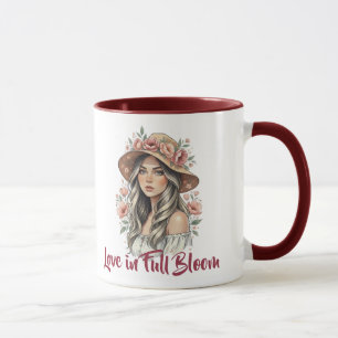 Caneca de Aquarela Floral Amor em Flor