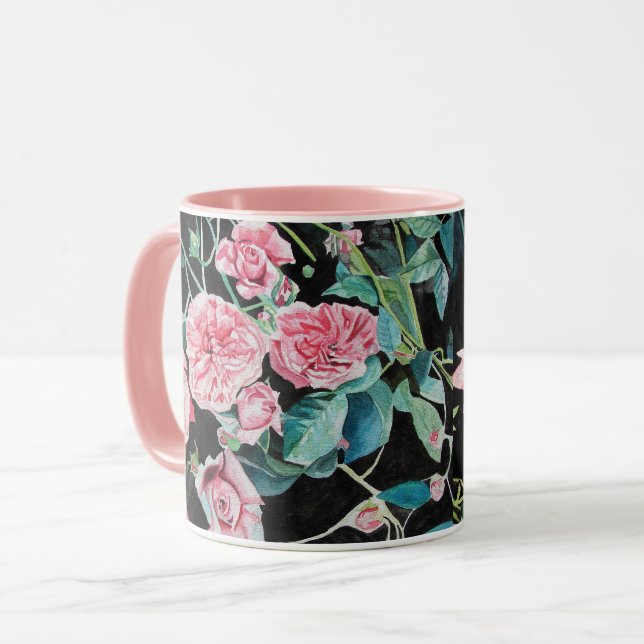 Caneca de Aquarela Rosa Pink (Frente Esquerda)