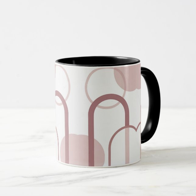 Caneca de Arco Abstrato Rosa Empoeirado Minimalist (Frente Esquerda)