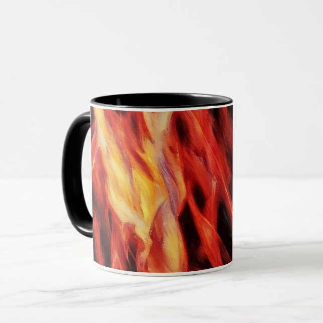 Caneca de Arte Abstrata Fogo e Chama (Frente Esquerda)