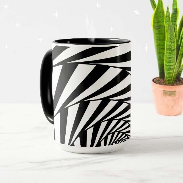 Caneca de Arte Abstrata Moderna em Preto e Branco  (Criador carregado)