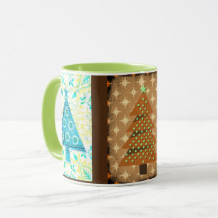 Caneca de Arte Árvores de Natal com Visual Retrô
