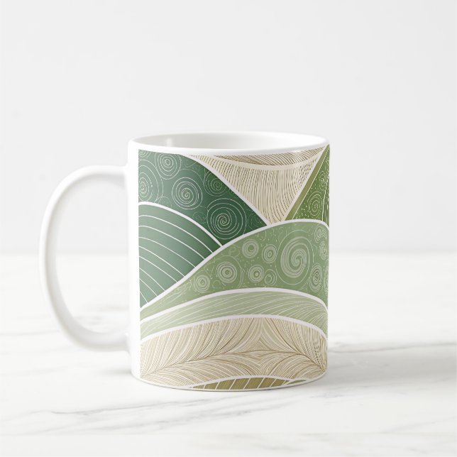 Caneca de Arte Colinas Verdes Abstratas | Natureza (Esquerda)