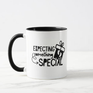 Caneca de arte com palavras para anúncio de bebê f