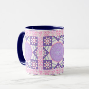 Caneca de Arte com Patches de Colcha Pink Star