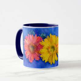 Caneca de Arte com Três Flores Margarida