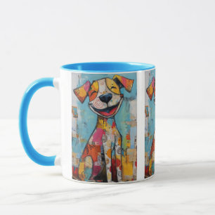 Caneca de Arte Cubista Colorida do Jack Russell Te