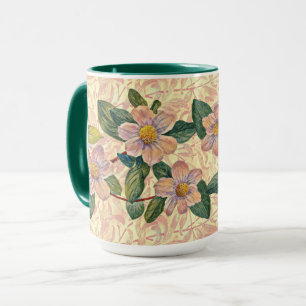 Caneca de Arte de Flores de Rosa Vintage