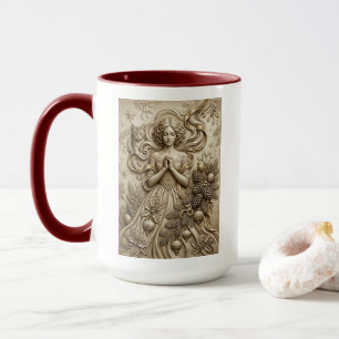 Caneca de Arte de Gata de Natal Caprichosa Donzela