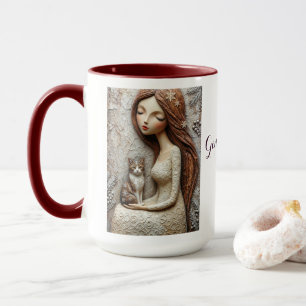 Caneca de Arte de Gata de Natal Caprichosa Donzela