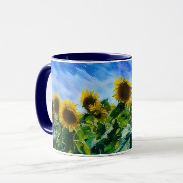 Caneca de Arte de Girassol Floral (Frente Esquerda)