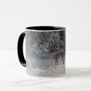 Caneca de Arte de Inverno com Veados Selvagens na