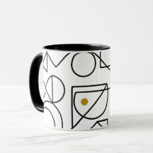 Caneca de Arte de Linha Geométrica Abstrata Minima
