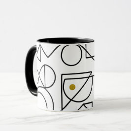 Caneca de Arte de Linha Geométrica Abstrata Minima