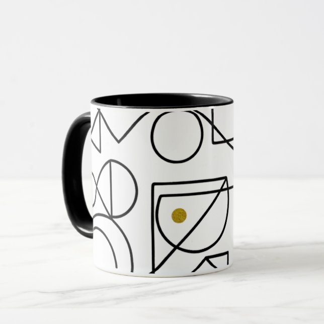 Caneca de Arte de Linha Geométrica Abstrata Minima (Frente Esquerda)