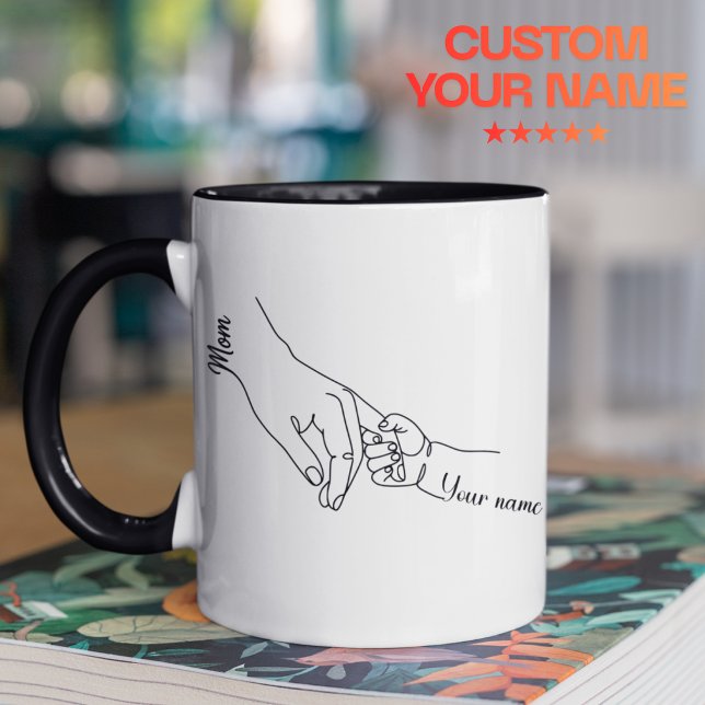 Caneca de Arte de Linha Personalizada Mãe e Filho (Criador carregado)