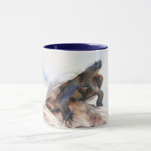 Caneca de Arte de Réptil Tartaruga em uma Rocha