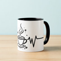 Caneca de arte de uma linha do Coração de Café