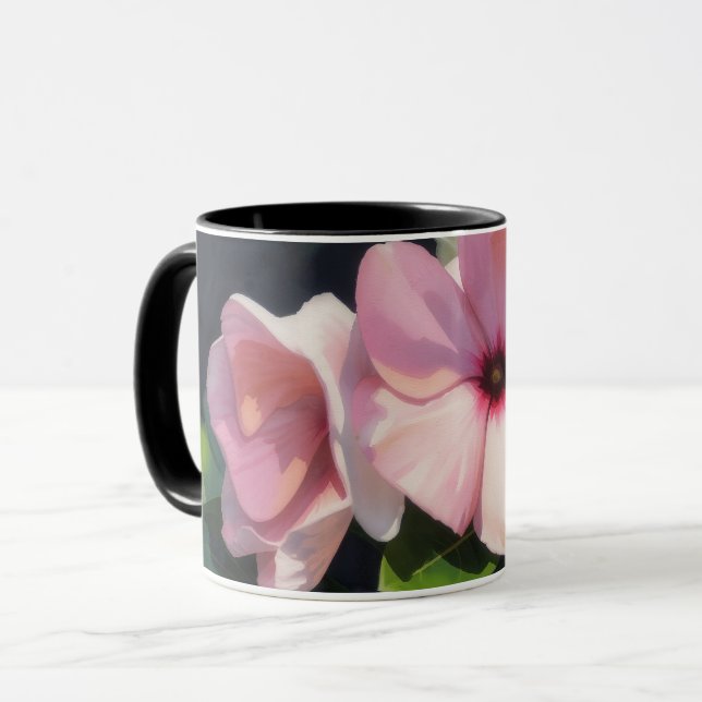 Caneca de Arte Floral de Flores do Jardim Rosa (Frente Esquerda)