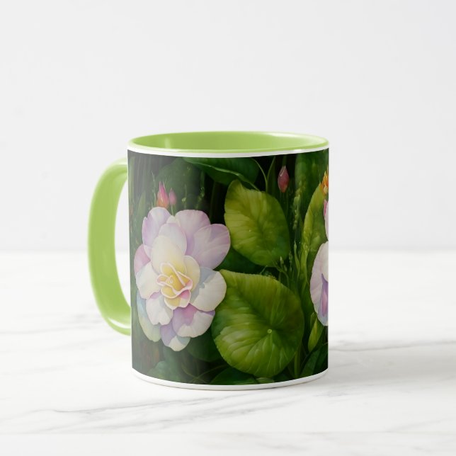 Caneca de Arte Floral de rosa (Frente Esquerda)