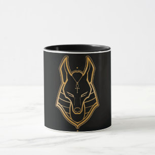 Caneca de Arte Minimalista do Chacal Egípcio em Ou