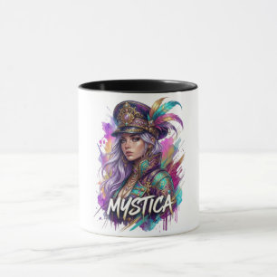 Caneca de Arte Mulher Fantasia Mystica Aquarela