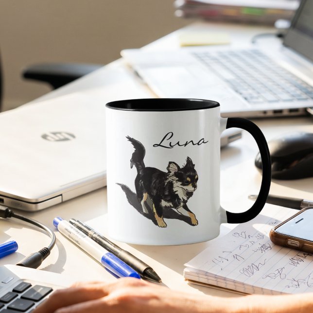 Caneca de Arte Personalizada de Chihuahua com Nome (Criador carregado)