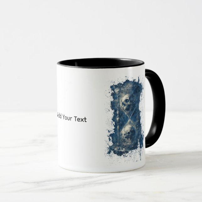 Caneca de arte sombrio gótico de ampulheta de crân (Frente Esquerda)