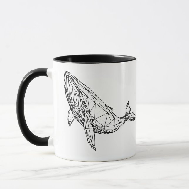 Caneca de Baleia Geométrica Minimalista (Esquerda)