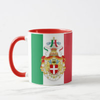 Caneca de bandeira italiana com insígnia do reino