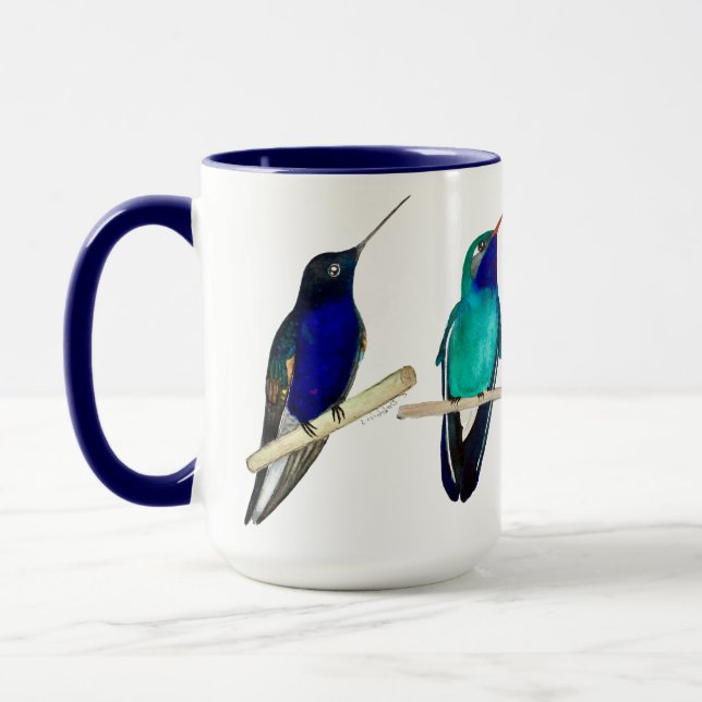 Caneca de Beija-flores Azuis (Esquerda)