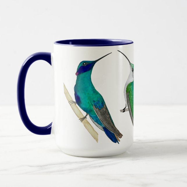 Caneca de Beija-flores Azuis (Esquerda)