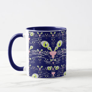 Caneca de bigodes neon e tons azuis da meia-noite