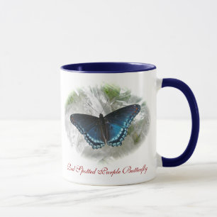 Caneca De Borboleta Roxa Vermelha