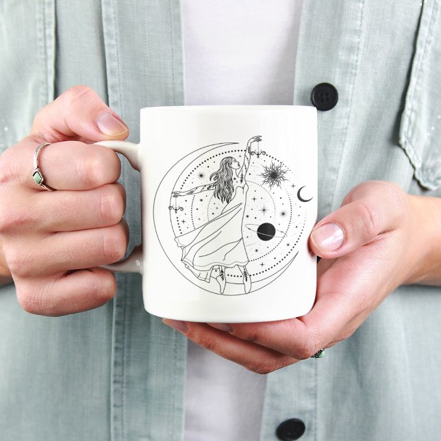 Caneca de Borda Preta 15oz Libra Girl (Criador carregado)