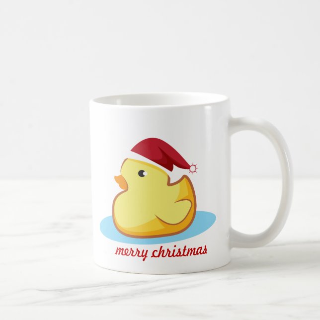 Caneca de borracha amarela do pato do Feliz Natal (Direita)