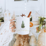 Caneca de Cacau Quente de Árvore de Natal Personal<br><div class="desc">Esta é uma modelo de caneca de férias minimalista moderna com uma bela aquarela evergreen tree e uma elegante fonte de caligrafia. A cor da árvore de Natal não é editável e o texto na fonte de caligrafia em ouro não é editável (mas a cor pode ser alterada!) // Para...</div>