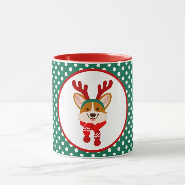 Caneca de Cachorro Corgi Feliz Natal (Centro)