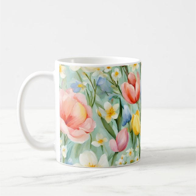 Caneca De Café С terrível Campo Floral Primavera. Pintura (Esquerda)