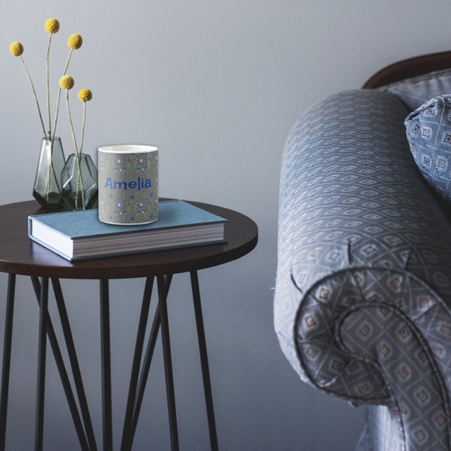 Caneca De Café С Ute Blueberry com nome para cinza (Criador carregado)