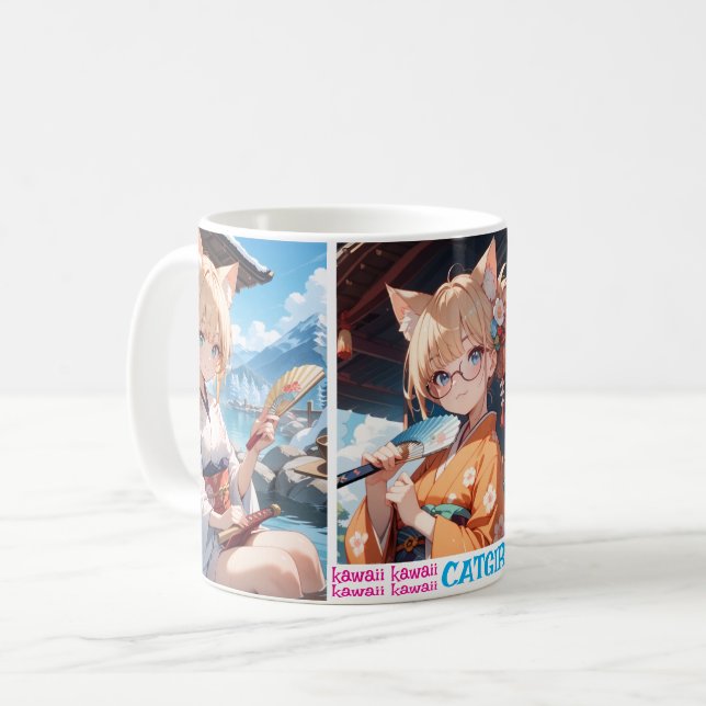 CANECA DE CAFÉ かわいい猫耳娘のカップ (Frente Esquerda)