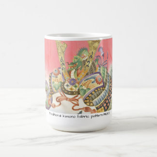 CANECA DE CAFÉ 日本の伝統的着物生地、かっこいい兜（KABUTO)のマグカップ