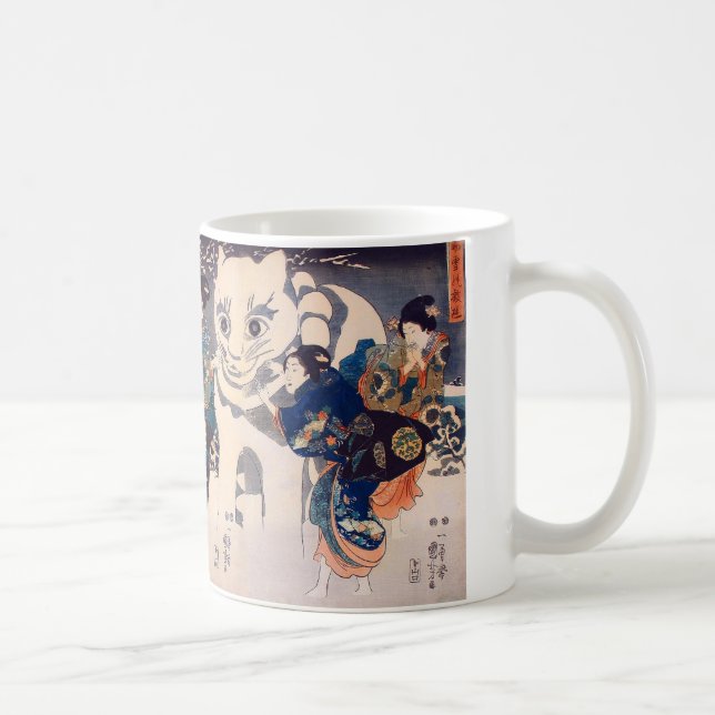 Caneca De Café 猫 の 雪 だ ま 国 Grande Gato Snowman, Kuniyoshi, Ukiyo- (Direita)