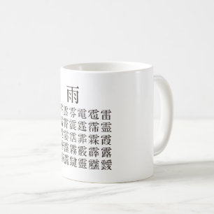 CANECA DE CAFÉ 雨 と 雨 冠 の 漢 字