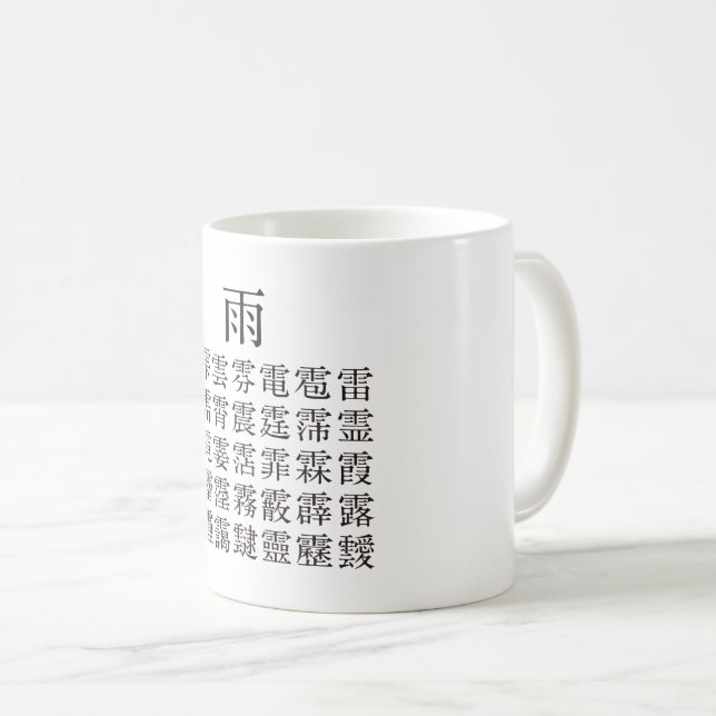 CANECA DE CAFÉ 雨 と 雨 冠 の 漢 字 (Frente Esquerda)
